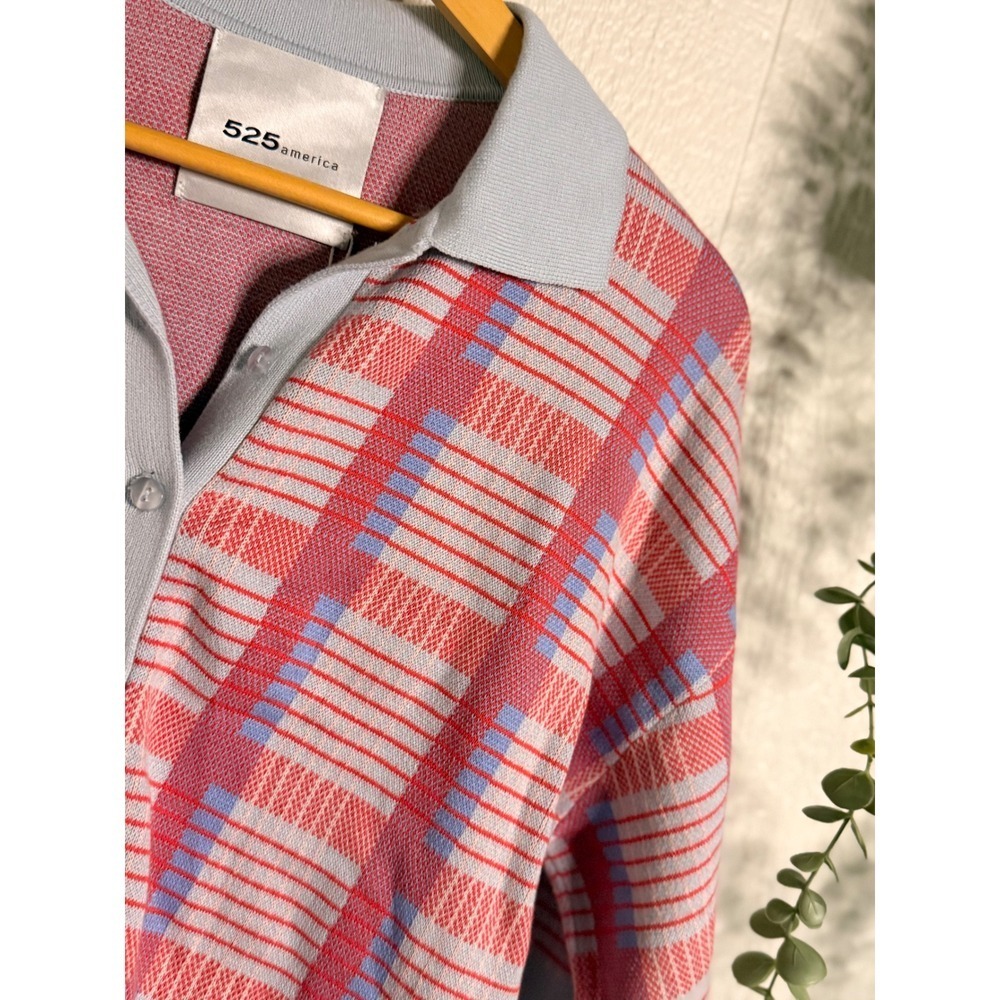 Short sleeve preppy retro plaid sweater cardigan NWOT 525 america - Picture 3 of 3